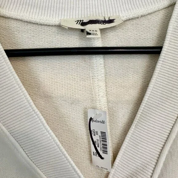 NWT Madewell Off White Darted Cardigan Sweatshirt - Size: XXS